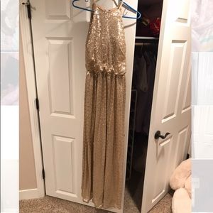bill levkoff gold sequin dress